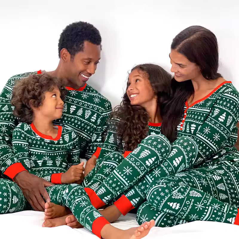 Christmas Family Pajamas Set Green