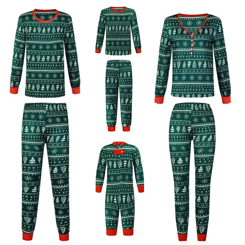 Christmas Family Pajamas Set Green