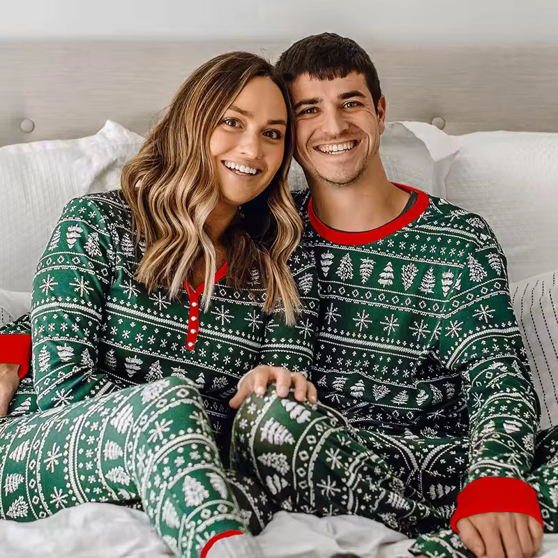 Christmas Family Pajamas Set Green