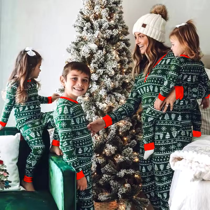Christmas Family Pajamas Set Green